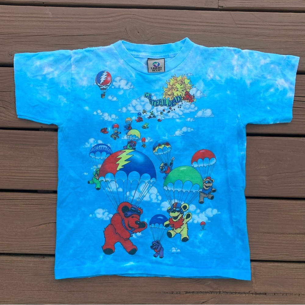 Vintage Liquid Blue Grateful Dead Parachute Bears T-Shirt